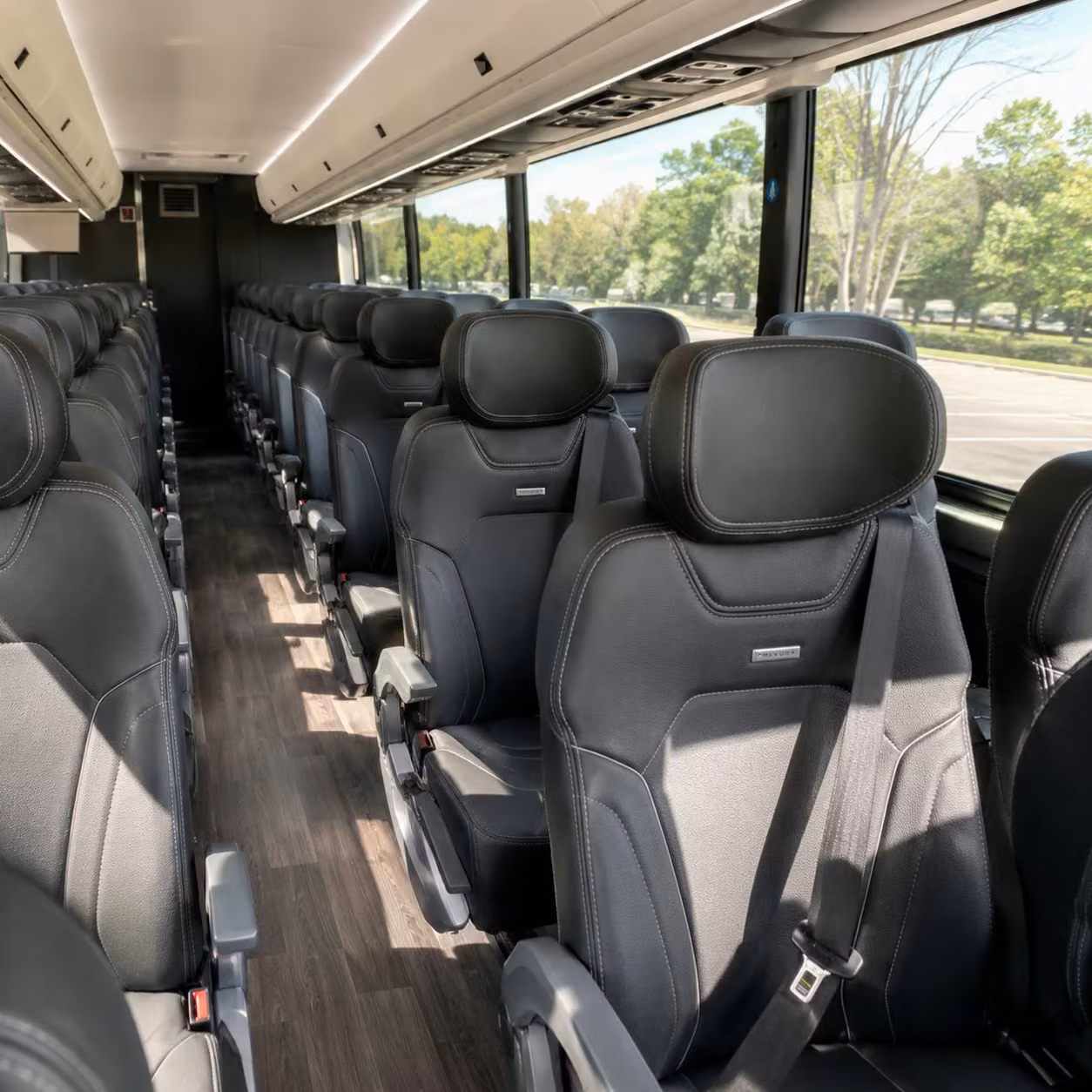 mission charter bus rental interior
